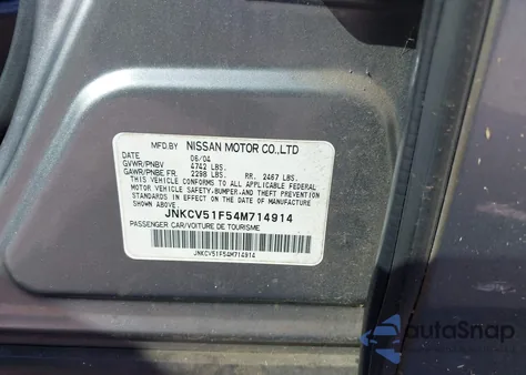 2004 Infiniti G35X из США, поврежденный, VIN JNKCV51F54M714914